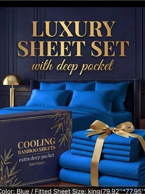 Luxury Cooling Bamboo Sheet Set - Blue